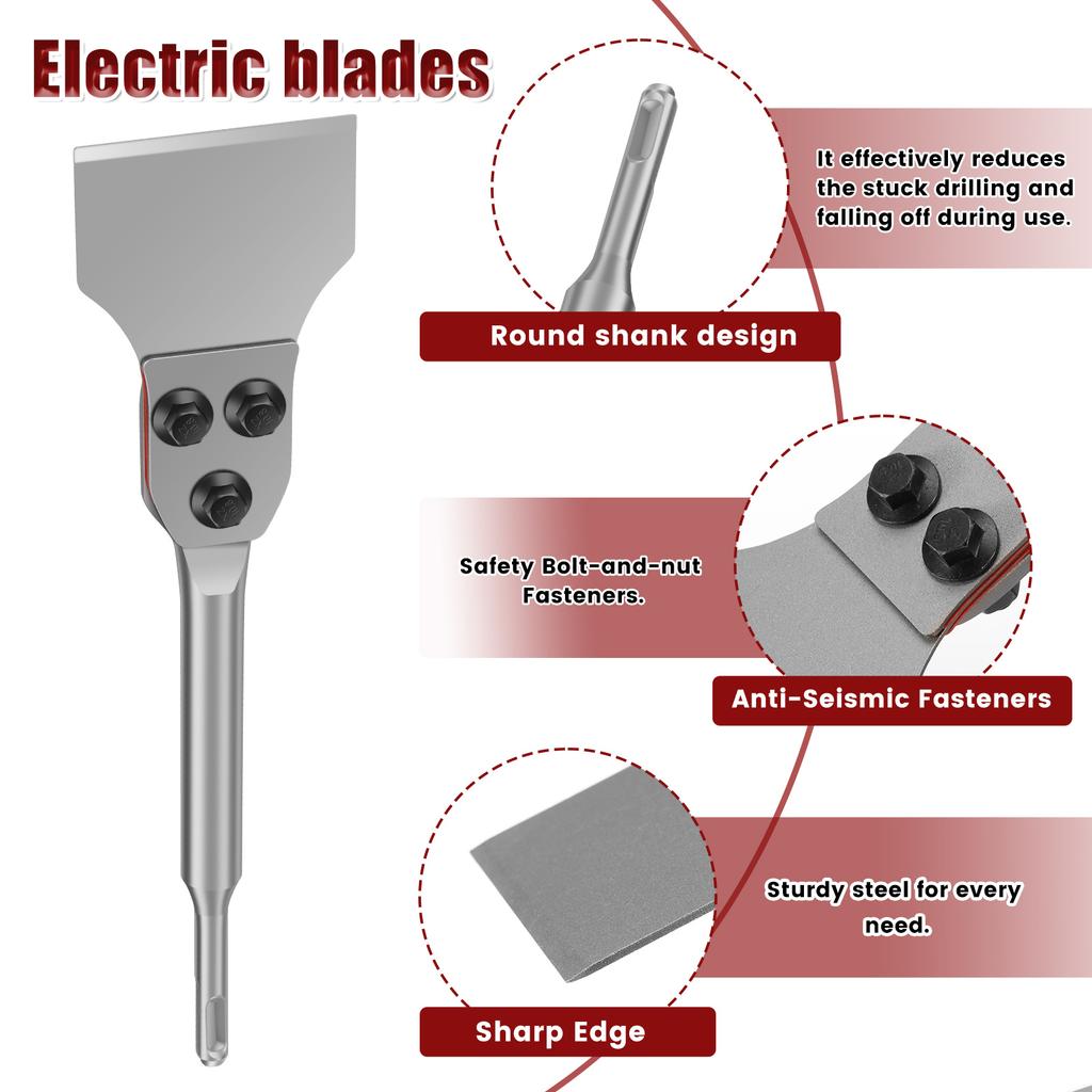 SDS Plus Floor Scraper for Removing Vinyl Flooring VCT Tile Linoleum Concrete Mortar Flooring Adhesive Remover