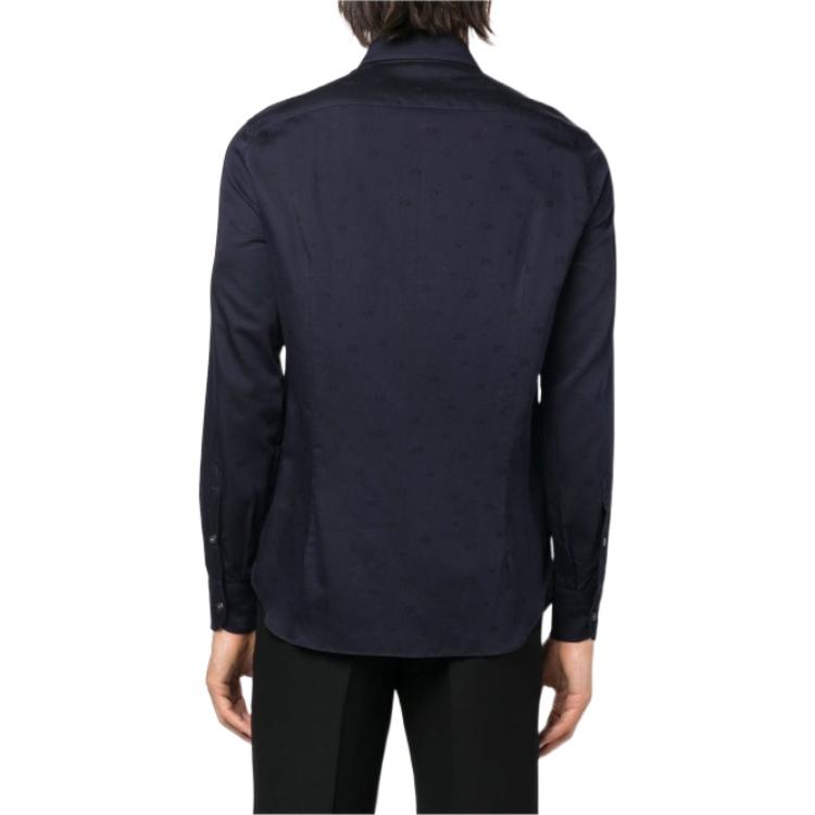 Emporio Armani Solid Color Casual Lapel Single Breasted Long Sleeve Shirt Men shirts Blue 6L1C86-1N8JZ-F918