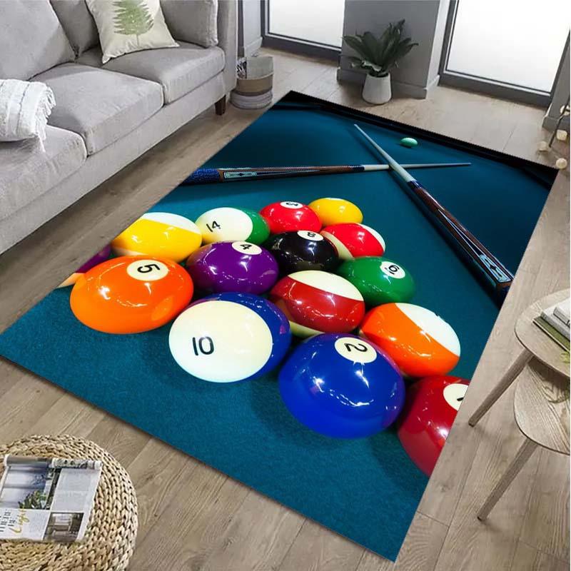 Billiard Ball Rug - Sports Themed Living Room Decor | Pool Table Design Area Rugs | Fun Home Accessories