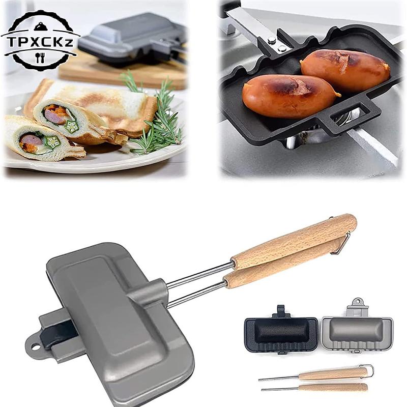 Double-Sided Sandwich Pan Non-Stick Foldable Grill Frying Pan For Bread Toast Breakfast Machine Pancake Maker Kitchen Gadgets