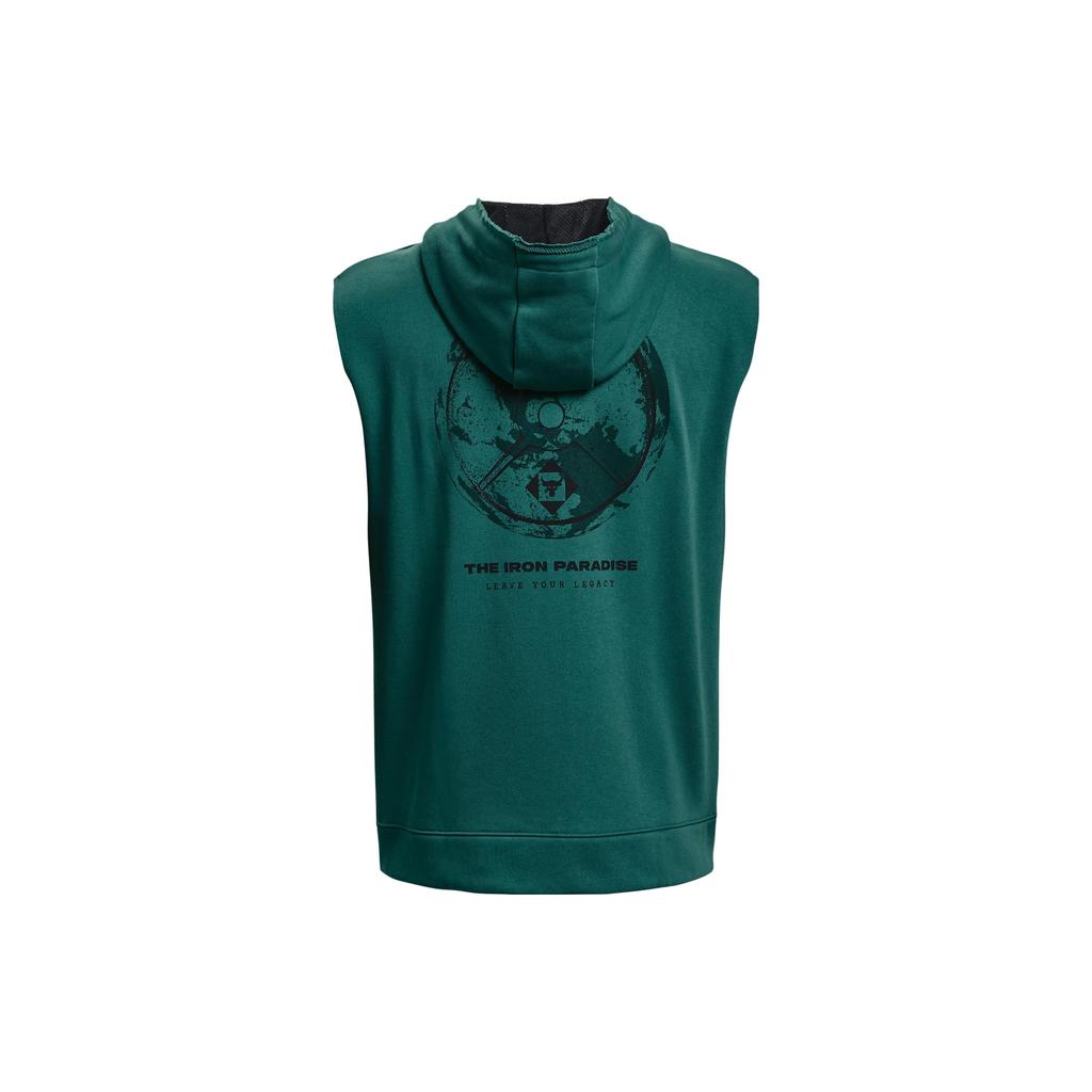 Under Armour Solid Color Zip Hoodie Sleeveless Men Tops Green 1377434-722