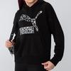 Puma Floral Graphic Hoodie With Logo Print Women Tops Black 533214-01