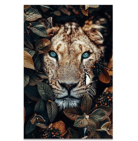 Nordic Flower Animal Mural Tiger Lion Zebra Poster And Print Mural Living Room Canvas Modern Classical Decorative Painting