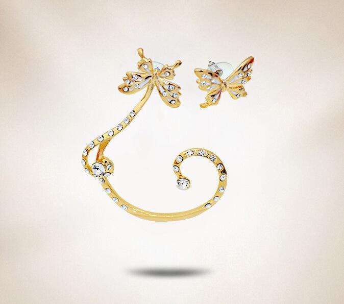 

Korean Crystal Angel & Eagle Wings Butterfly Crescent Pearl Ear Cuff
