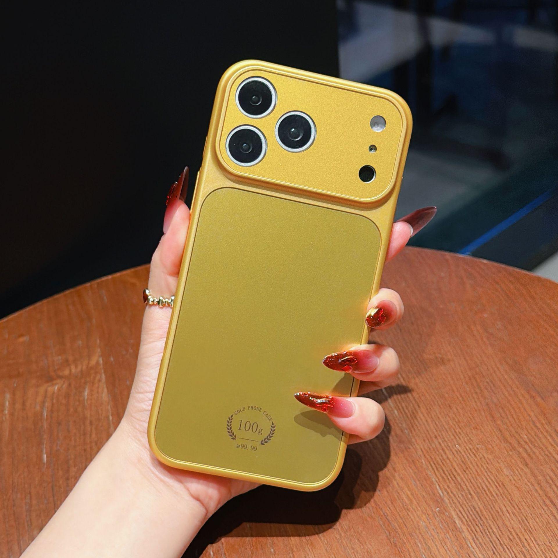 Gold iPhone 17 ProMax Case with Full Corning Glass Coverage. iPhone 12 Pro