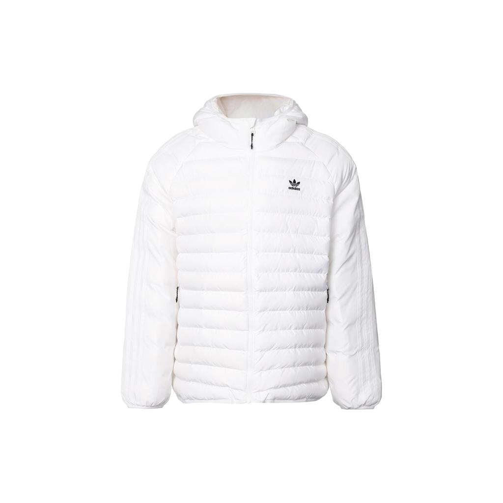 Adidas Originals Solid Color Hooded Sports Cotton Jacket Winter Men Jacket White HD4756