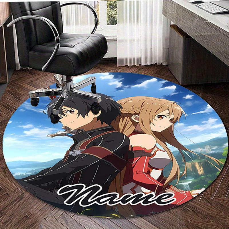 Personalized S-Sword Art Online Round Chair Office Rug - Perfect for Mat, Office Chair & More - Ideal Gift for Birthdays and Holidays
