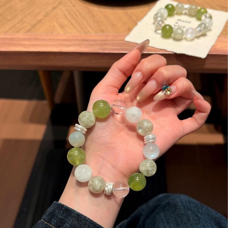 Natural Green Crystal Bracelet Light Luxury Style Handmade Women