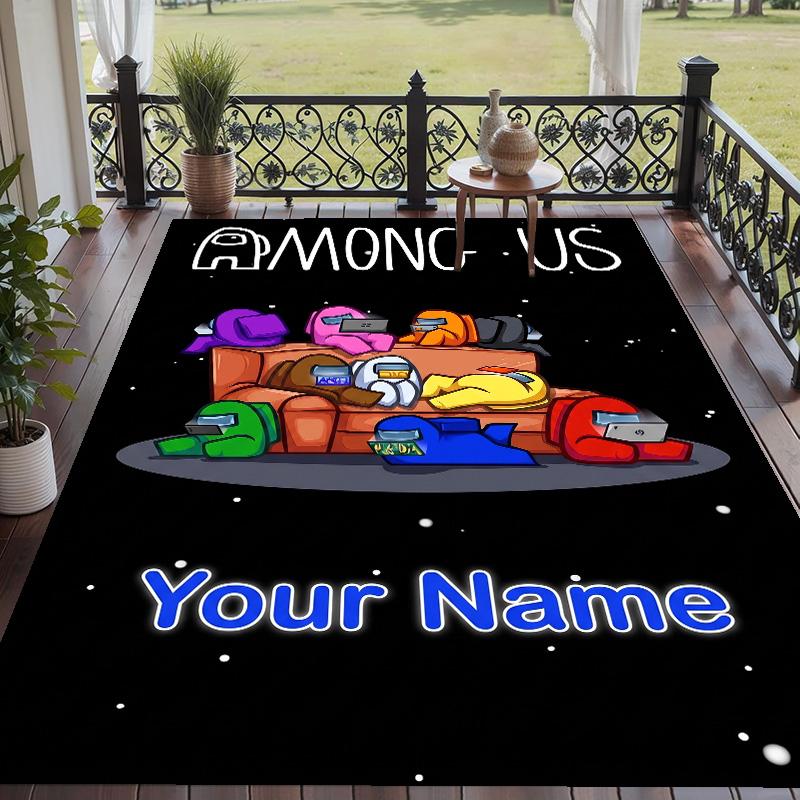 Custom Text Printed Rug Among Us Non Slip Floor Carpet For Home Room Decor