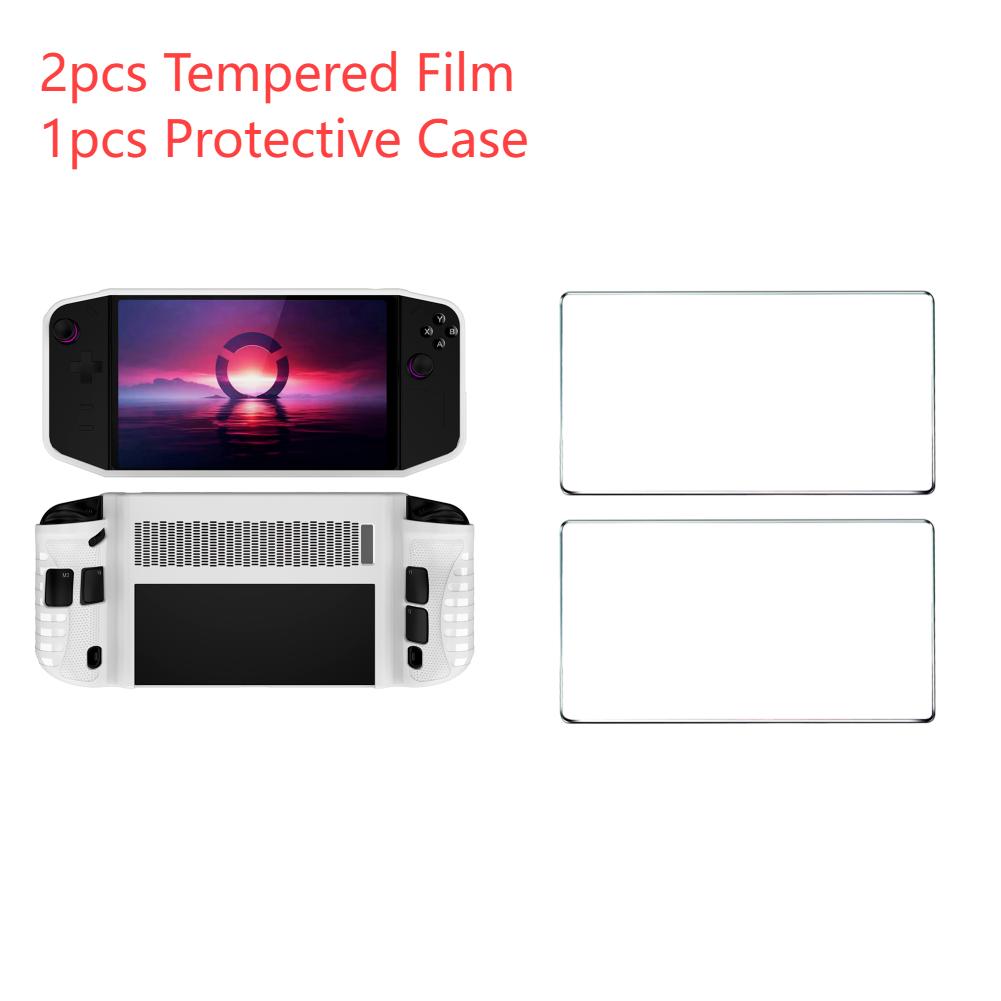 For Lenovo Legion GO TPU Protective Case Handheld Game Console Protective Cover Shockproof with Kickstand 2pcs Temperd Glass