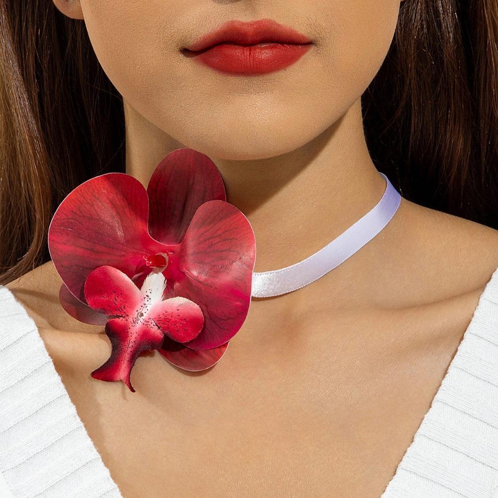 Charm Phalaenopsis Collarbone Chain High-end Flower Choker Exquisite Flower Necklace for Gifts