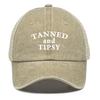 "Tanned and Tipsy" Print Mesh Cap Unisex Casual Cotton Snapback Hats For Woman Washed Retro Adjustable Baseball Cap