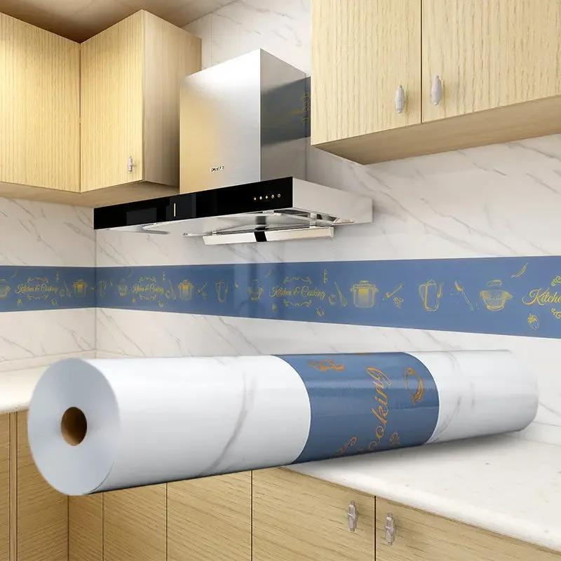 Kitchen Stove Oil-proof Sticker Waterproof High Temperature Resistant Wallpapers Kitchen Decoration Self Adhesive Contact Paper