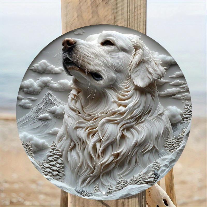 Wood Great Pyrenees Dog Wooden Sign Art, Weather Resistant Decor for Home and Outdoor Use, Textured Quality Pet Design for Door, Wall, Home, Room