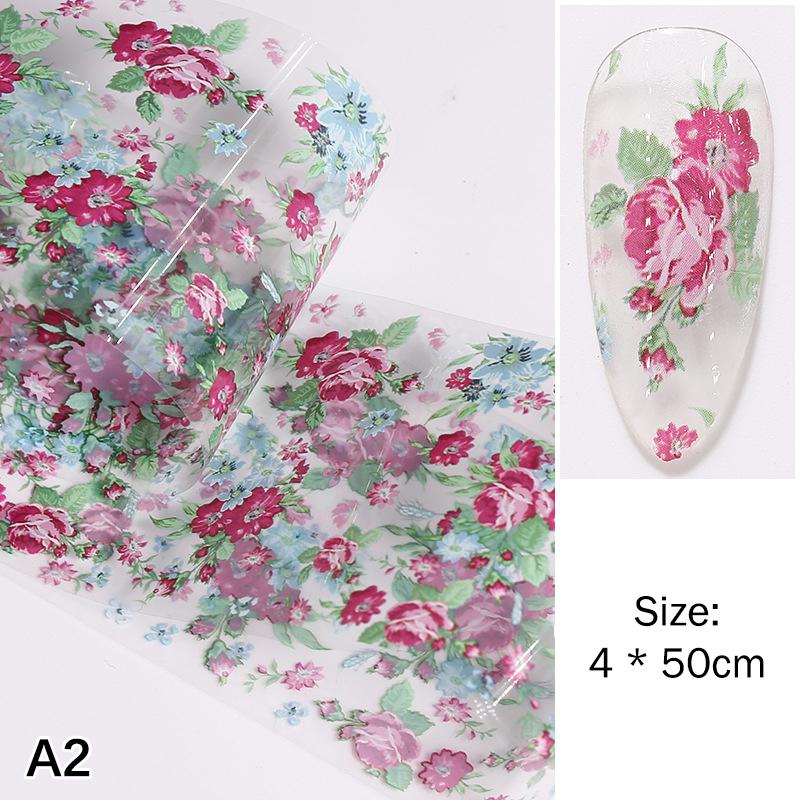 1Pcs 100cm Flower Rose Nail Transfer Foils Sticker Paper Floral Stickers Nails Wraps Tulip Nail Art Stickers Decal Nail Art