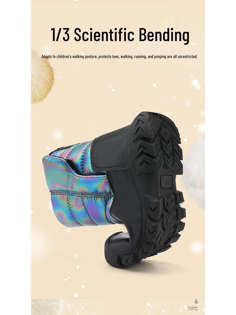 2025 Winter Kids' High-Top Fur-Lined Cotton Snow Boots: Non-Slip, Warm Hiking Shoes for Boys and Girls