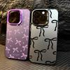 Pink Polka Dot Bow Tie Phone Case iPhone 15 Pro Max 11 12 13 16 14 Plus Silicone Shockproof Case Lens Protector Shell