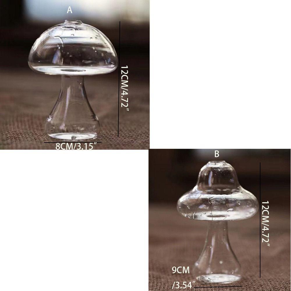 Mushroom Style Hydroponics Plant Vase DIY Transparent Glass Vase  Home Decor