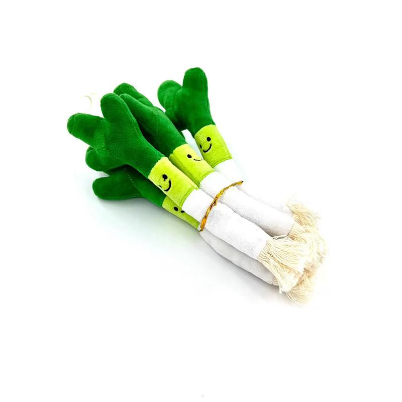Plüsch Haustier Kauspielzeug Bissfest Simulierter Lauch Klingelnd Zahnreinigung Interaktives Spielzubehör für Hund Katze
