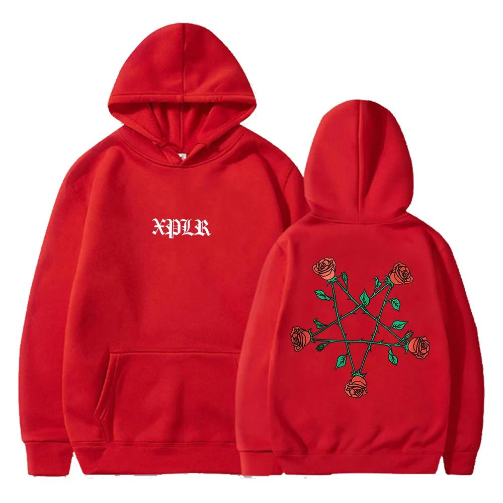 2024 XPLR Sam And Colby Pentagram Roses Mikina s kapucí 2024 Pár Merch Dlouhý rukáv Streetwear Dámská Pánská Módní Clo