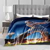 Cricket Player in Action Flannel blanket for bedroom, living room, sofa, and nap