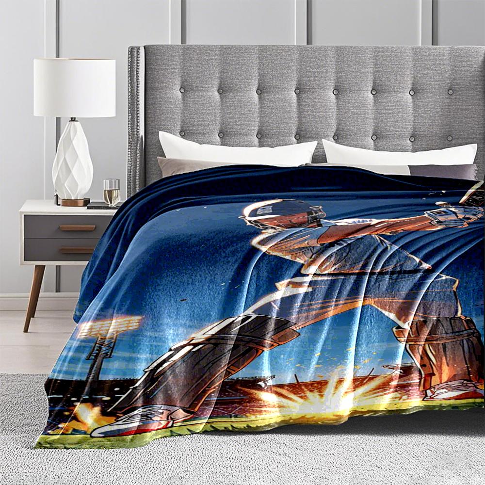 Cricket Player in Action Flannel blanket for bedroom, living room, sofa, and nap