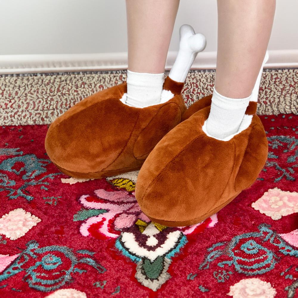 Entzückende Truthahnbein-Plüschpantoffeln für Thanksgiving, weiches Stofftier-Spielzeug für Kinder