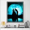 Disney Diamond Painting Cinderella and Prince Silhouette Style Art Illustration 5D Cross Stitch Hanging Print 5D Puzzle MosaicEmbroideryHomeDecoration