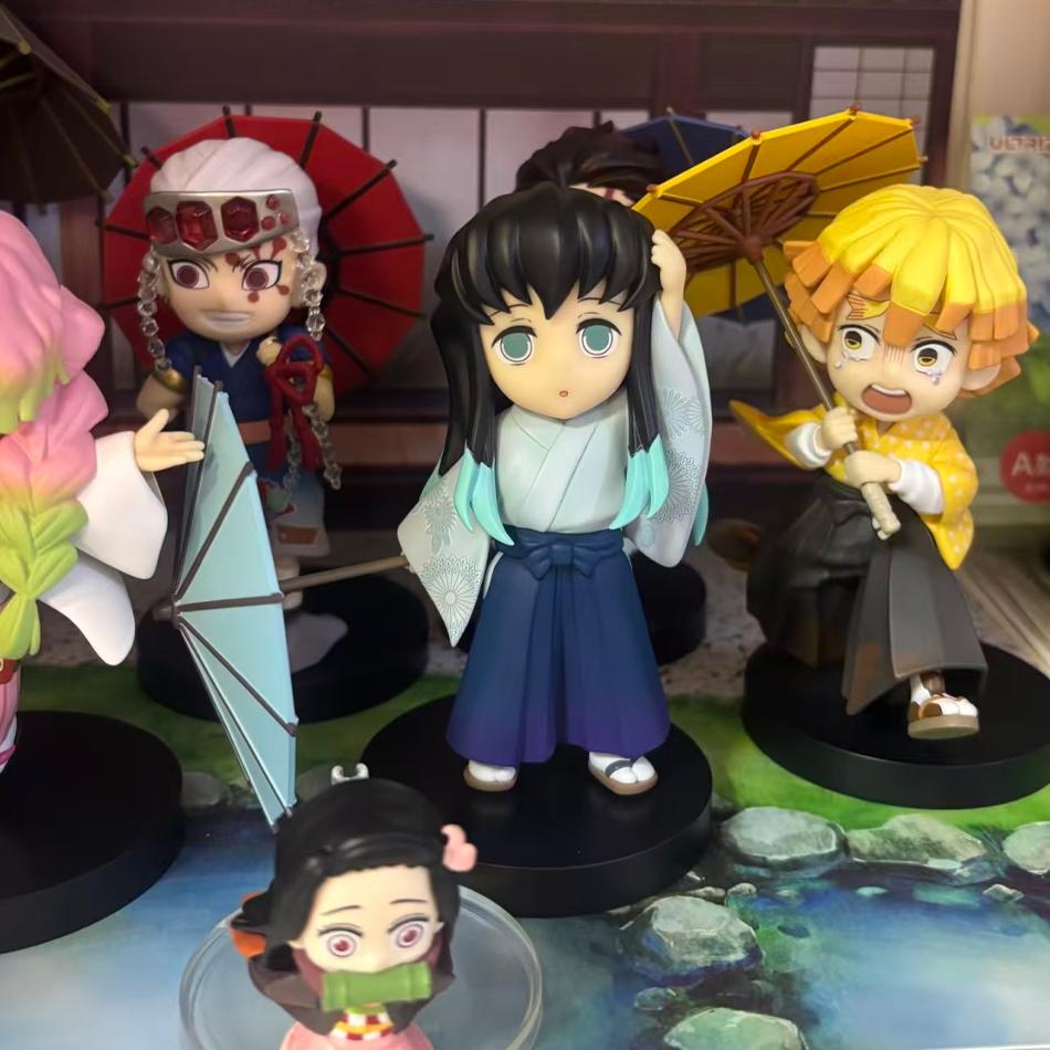 In Stock 12cm Kawaii Demon Slayer Plum Rain Series with Box Handmade Model No Yaiba Kamado Nezuko Action Figure Ornament Gift