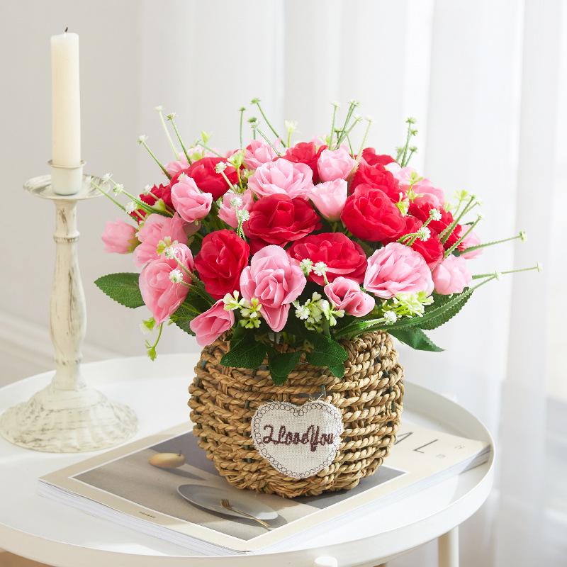 Silk Sunflower Floral Arrangement: Artificial Potted Bouquet for Living Room and Dining Table Decoration.