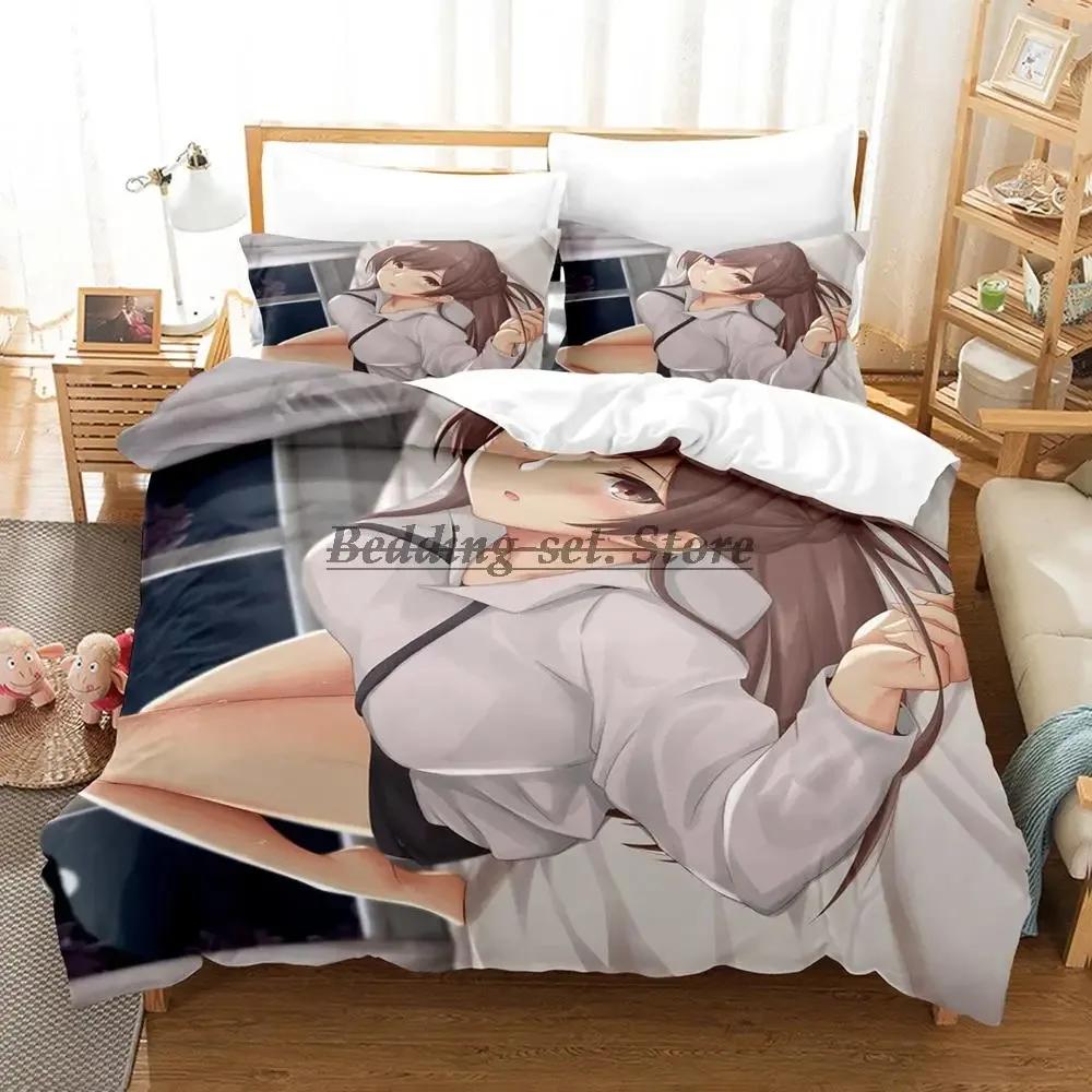 Chizuru Rent Girlfriend Bedding Set Single Twin Full Queen King Size Bed Set Aldult Kid Bedroom Duvetcover Sets Anime Bed