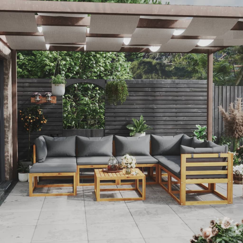 8 Piece Garden Lounge Set with Cushions Solid Acacia Wood