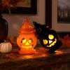 Castle Shape Halloween Light Pumpkin Lantern, Handheld Glowing Jack O Lantern Party Table Centerpiece for Kids, Spooky Decoration Prop, Night