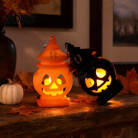 Castle Shape Halloween Light Pumpkin Lantern, Handheld Glowing Jack O Lantern Party Table Centerpiece for Kids, Spooky Decoration Prop, Night