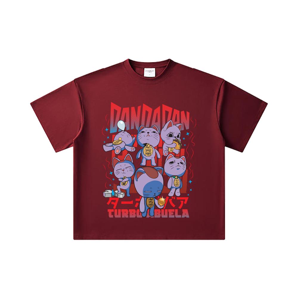 

260 GSM Double Yarn 32 Count 100% Cotton Dandadan V30 Turbo Granny Print Unisex Heavy Cotton T Shirt 2XL вина червоного кольору
