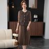 Dames Elegante Jurk met Lange Mouwen en Plooien Set