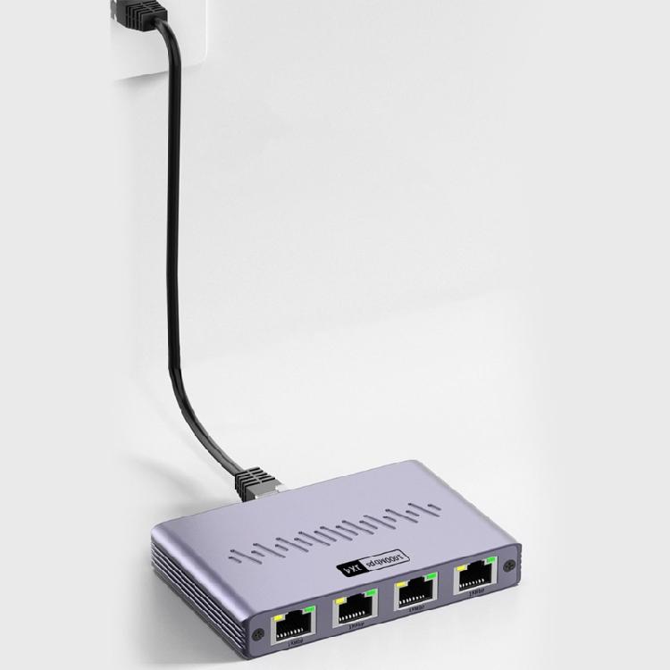 Multiple Device Ethernet Splitter 4 Port Gigabit Speed Networking Hub Aluminum Housing for Home Office Connection