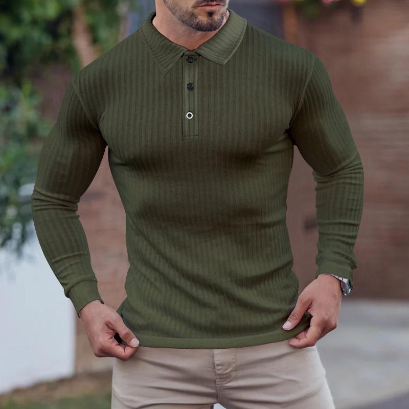 Autumn Men's Long-sleeved T-shirt Anti-stripe Loose Lapel Long-sleeved Polo Shirt Men's Tops