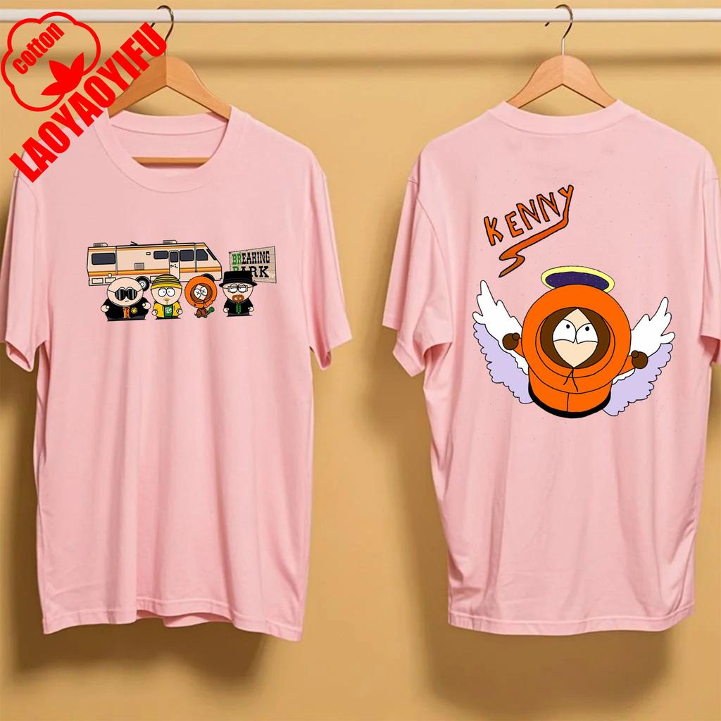 Summer Kenny McCormick South Park Double Sided Tshirt Funny Cartoon Anime Peripheral Print Crew Neck Short Sleeve Cotton TShirt