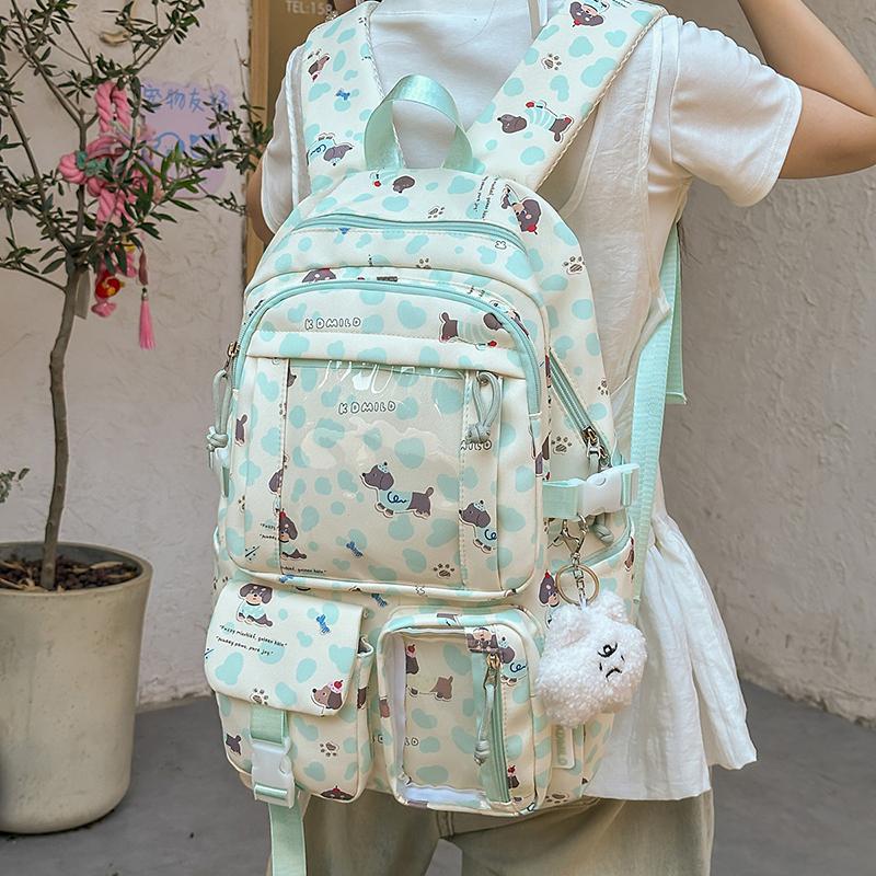 Puppy Printed Schoolbag Junior High School Students Lightweight Backpack Women's Cartoon Backpack