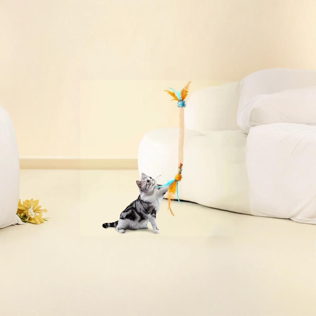 Feather Toy Elastic String Teaser Wand Catnip Ball Interactive Pet Toy