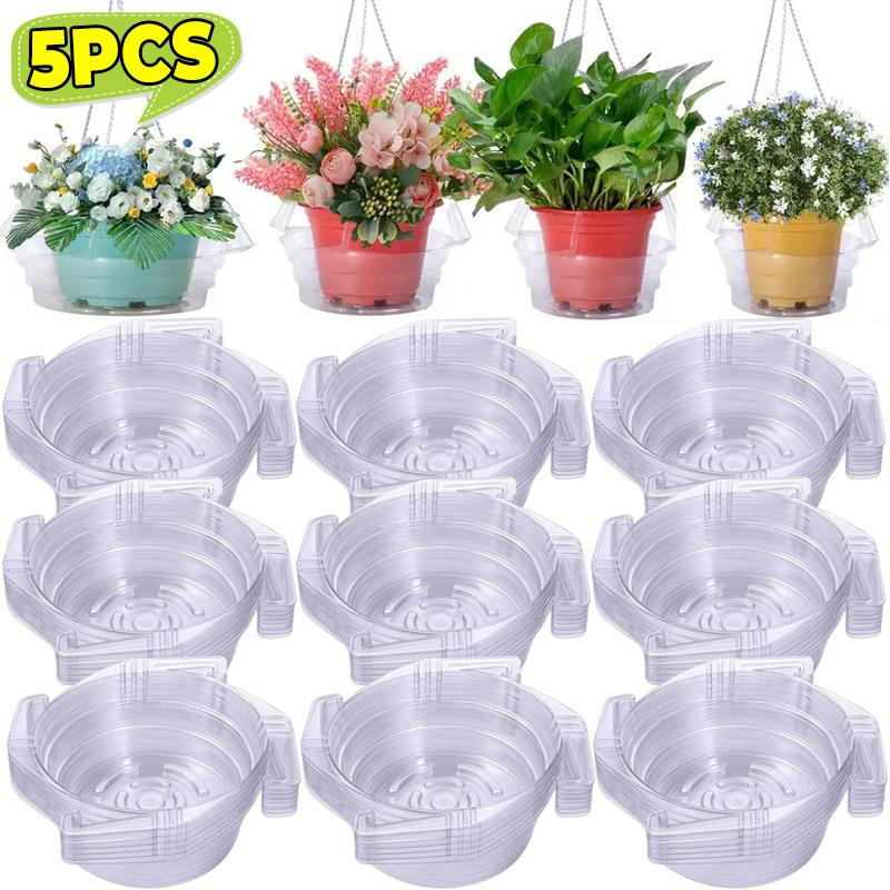 1/5pcs Hanging Plant Water Catcher Clear Plastics Plant Water Catcher Tray Outdoor Garden Flower Pot Decoration Drip Pans Tool
