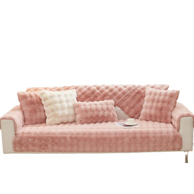 Králičí plyšový polštář na pohovku Zimní zesílené protiskluzové podušky na pohovku Kožený potah na pohovku