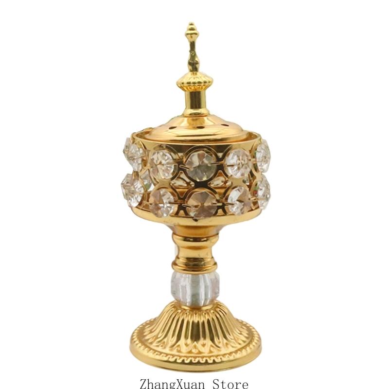 

3XUF Gold Vintaged Frankincense Holder Stand For Aromatherapies Home Church Decoration