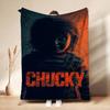 Good Guys Classic Horror Doll Pattern Theme Flannel Blanket Warm Comfortable Fleece Blanket For Office Sofa Party Decor Halloween Gift