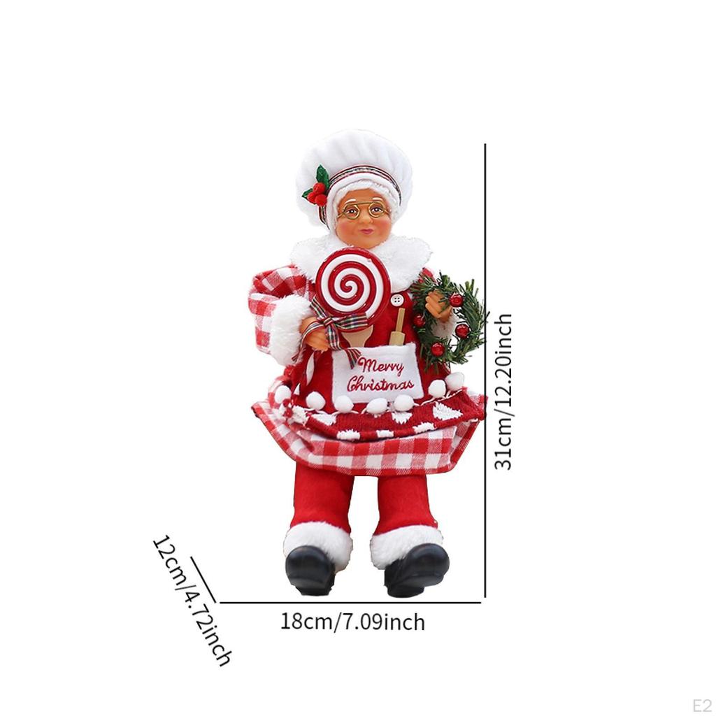 Christmas Chef Ms Claus Figurine Statue Centerpiece Collectible Xmas Gift Decoration
