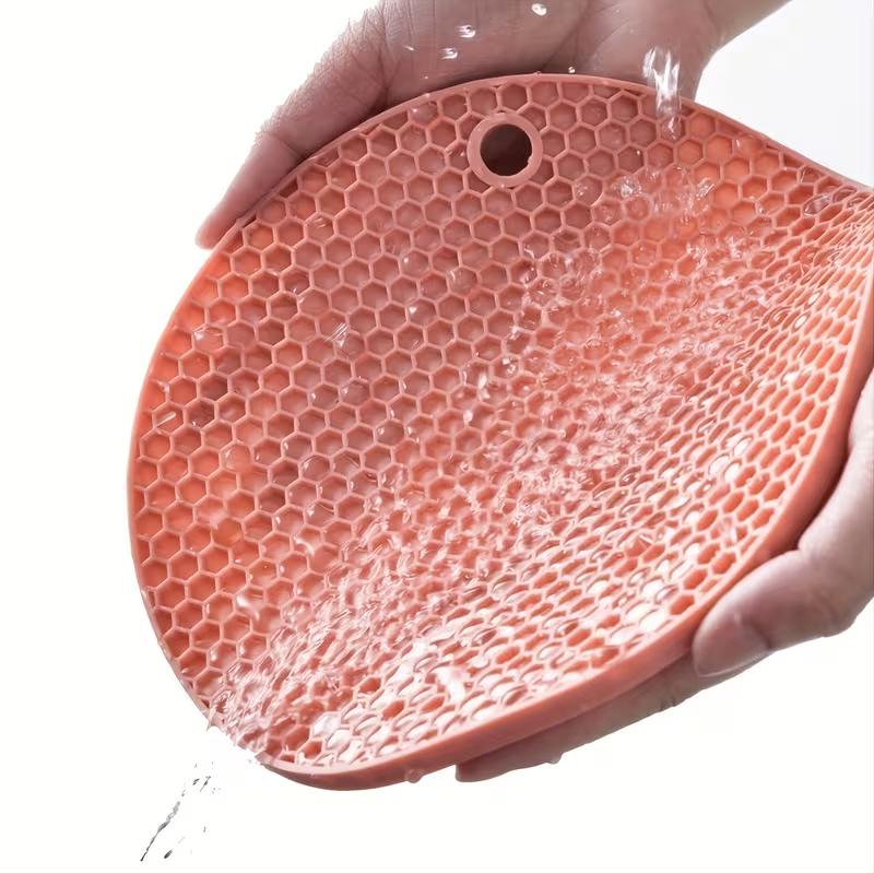 Round Honeycomb Silicone Mat Non-Slip Insulation Placemat Heat-Resistant Anti-Scalding Microwave Oven Mat Pot Holder Thicken Coasters