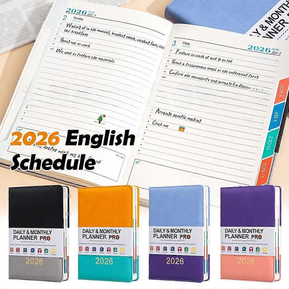 2026 English Schedule, Bound A5 Planner For Office Home School Supplies
