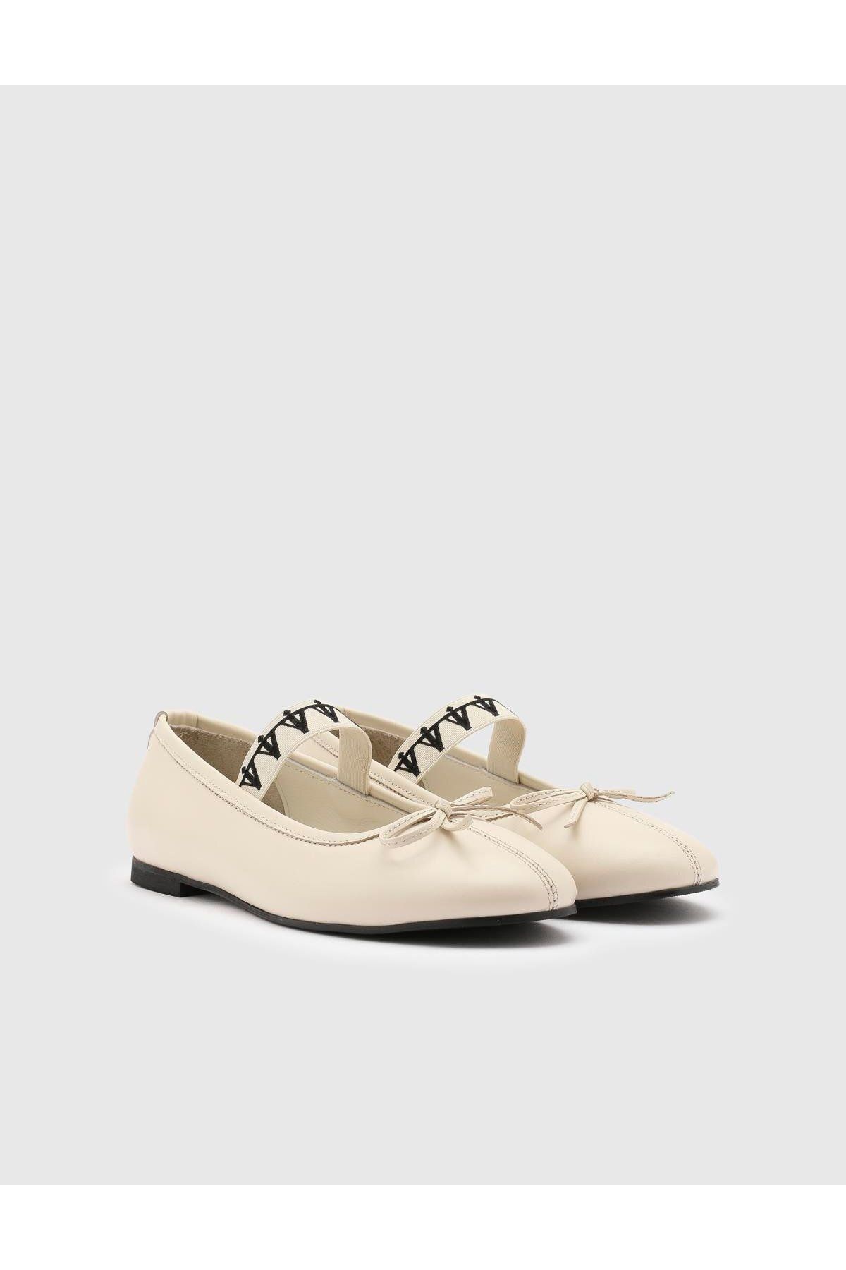 

Женские модные балетки из натуральной кожи на плоском каблуке Alcide Cream Ballerina Shoes 36