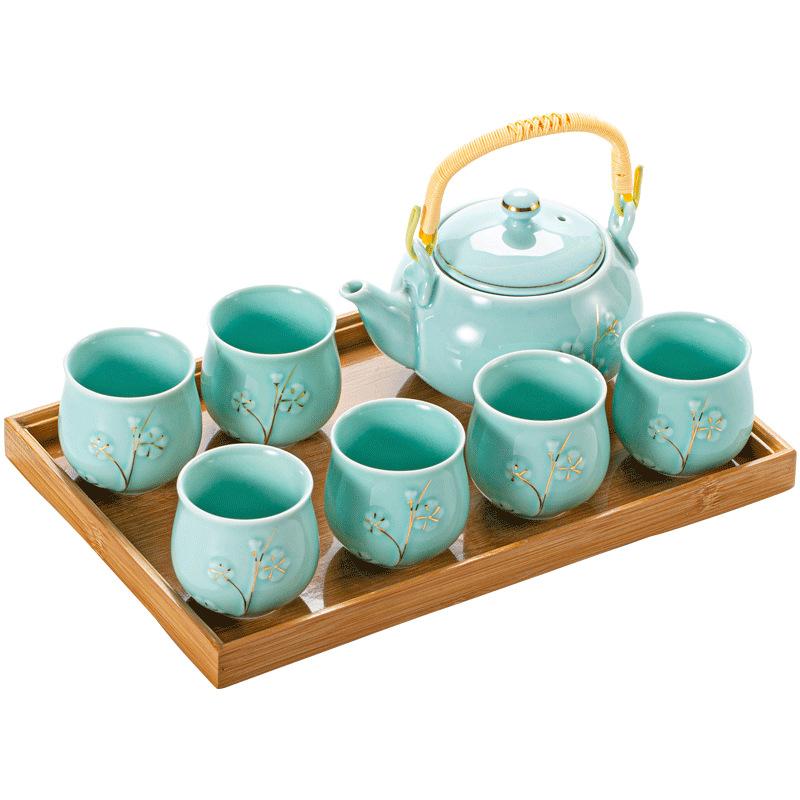 ChineseTea Sets - White Porcelain Tea Set with 1 Teapot Set, 6 Tea Cups, 1 Tea Tray, 1 Stainless Infuser, Minimalist Household Tea-things